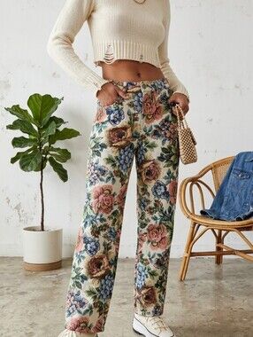 Jaded London Floral Tapestry Boyfriend Jeans 28